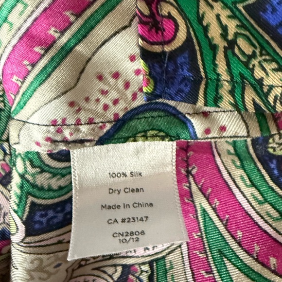 Talbots 100% Silk Paisley Floral Sleeveless Blue Pink Green Luxury Top, 12P - Picture 7 of 10